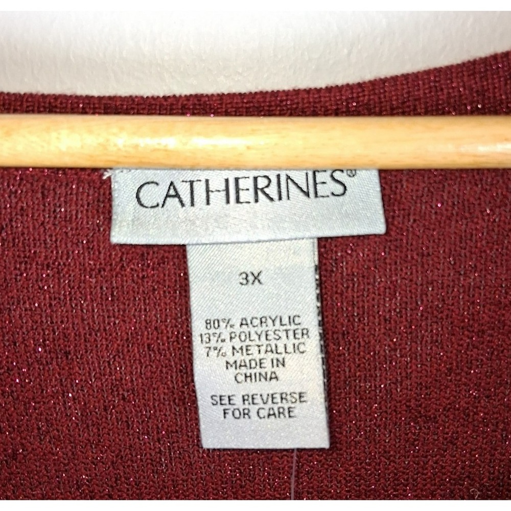 Catherines Red Sparkle Sleeveless Tank Plus Sz 3X Holiday Event Gala Party New - Picture 2 of 9